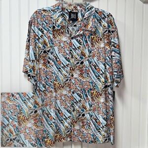 Ed Hardy Tiger Flower Camp Shirt XL New NWT Japanese Tattoo Flash Traditional